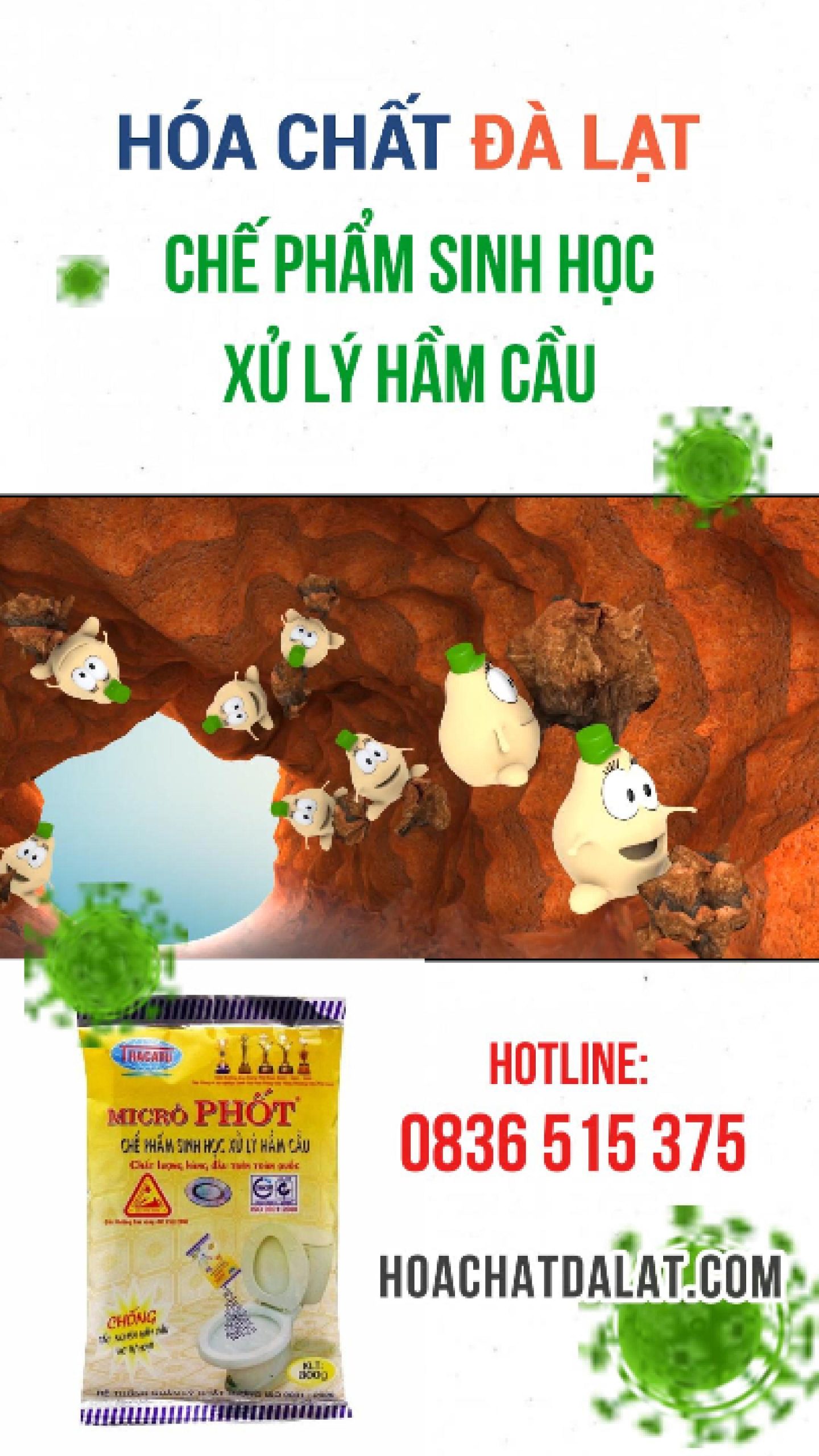 MICRÔ PHỐT – Chế phẩm sinh học xử lý hầm cầu, thông tắc ống thoát nước hiệu quả