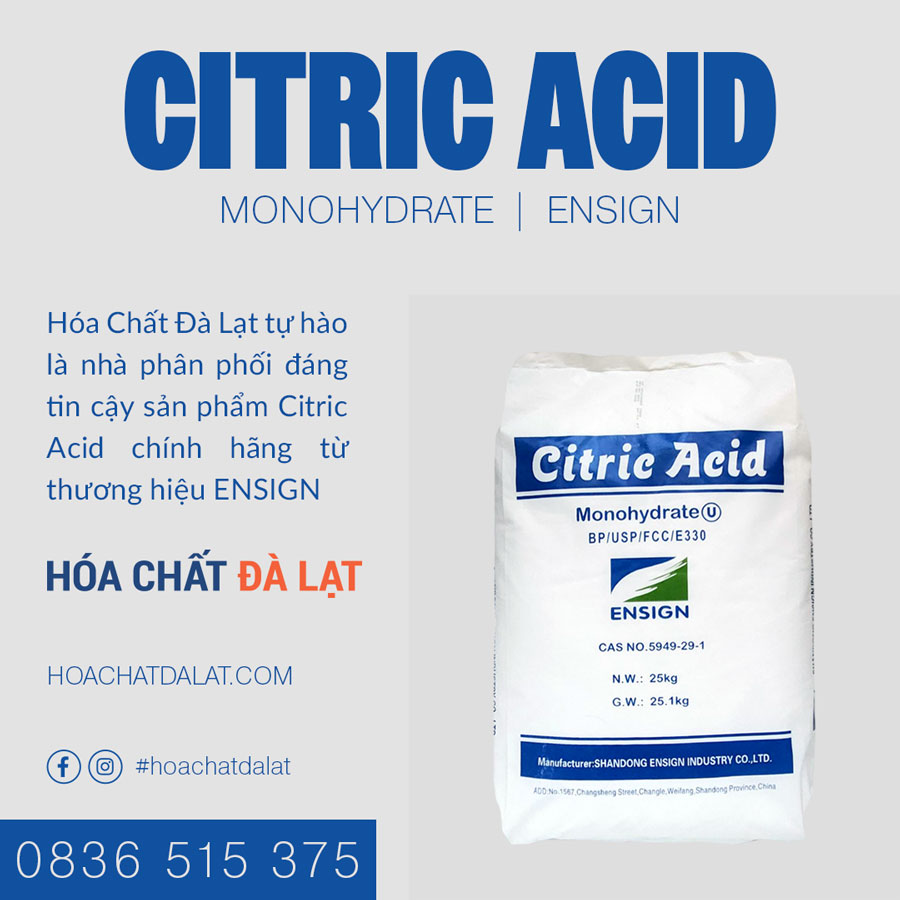 CITRIC ACID MONOHYDRATE – NGUYÊN LIỆU HÓA CHẤT ĐA NĂNG TẠI HÓA CHẤT ĐÀ LẠT