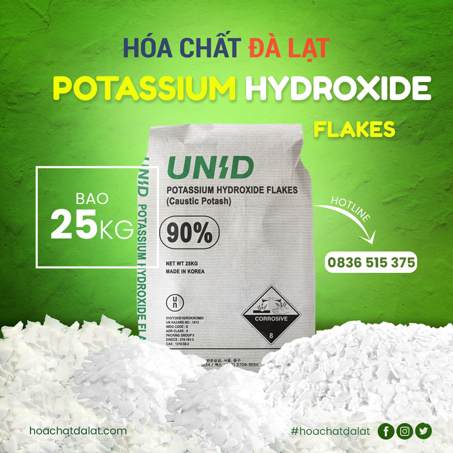 Potassium Hydroxide Flakes - KOH UNID Korea | Chuyên Phân Phối Hóa Chất Uy Tín Tại Đà Lạt