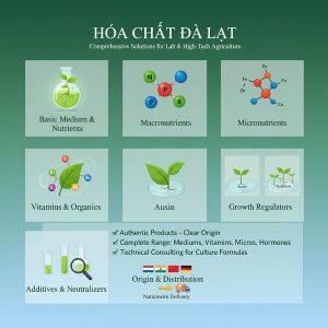 Danh mục hóa chất nuôi cấy mô thực vật – Hóa Chất Đà Lạt cung cấp trọn bộ sản phẩm chính hãng, chất lượng cao
