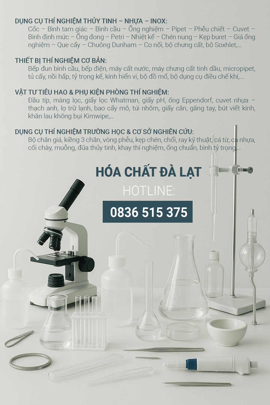 Hóa Chất Đà Lạt – Đối tác cung cấp dụng cụ và thiết bị thí nghiệm chuyên nghiệp tại Lâm Đồng
